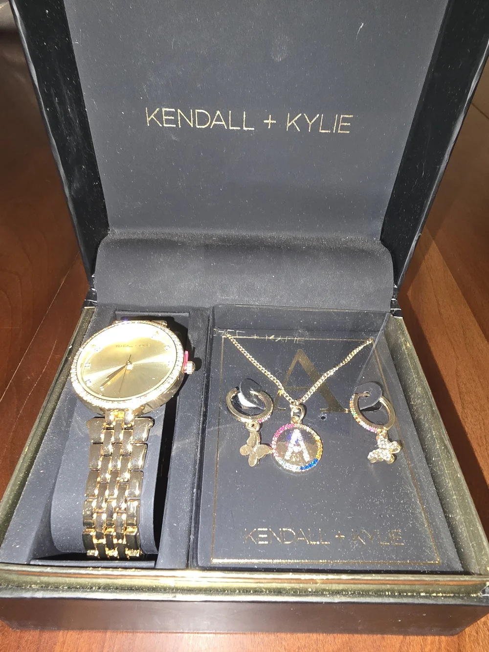Kendall & Kylie Gold-Tone Watch and Jewelry Set - Letter A, New in Box